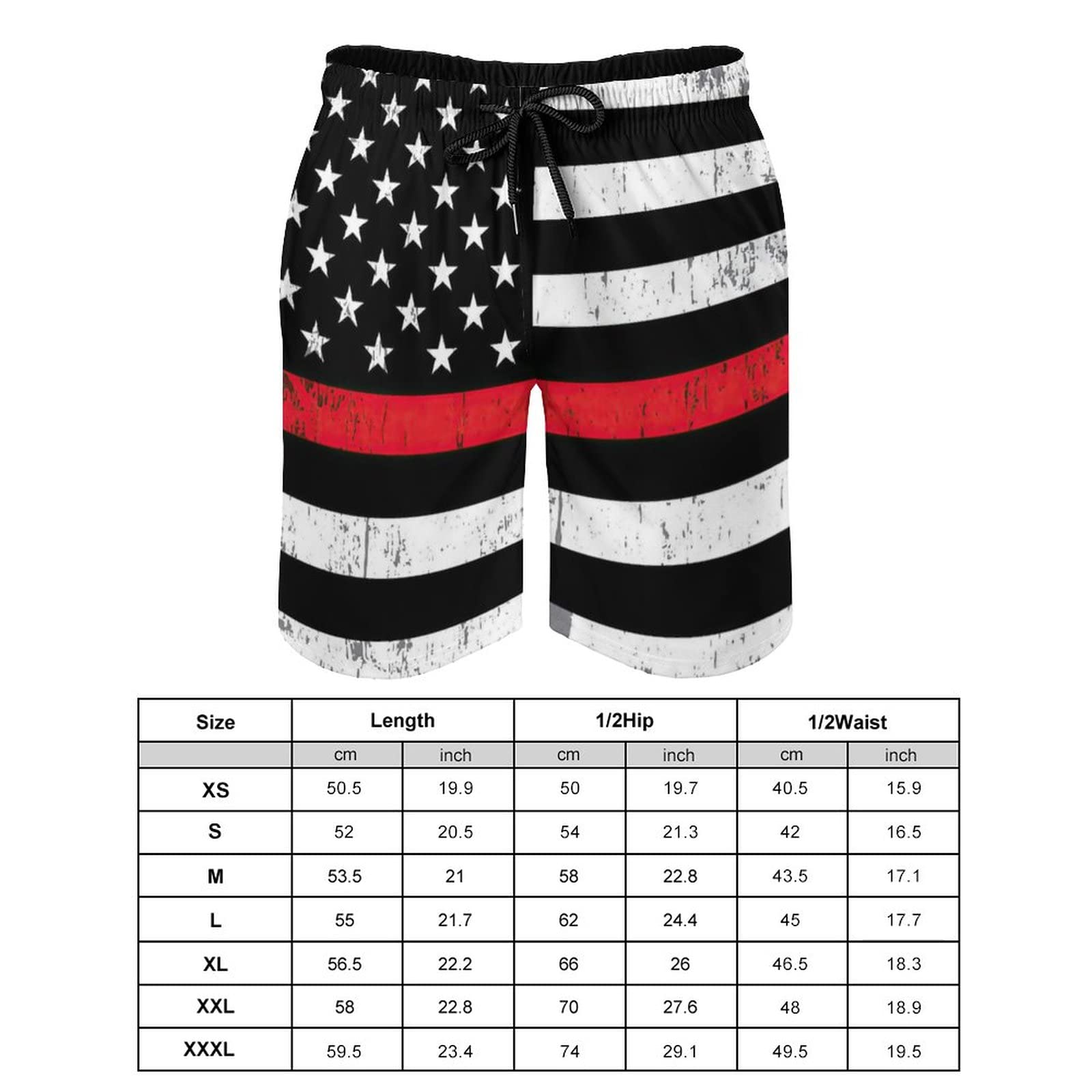Youth Swim Trunks, Distressed American Flag Vintage Americana Stars and Stripes Beach Shorts Breathable Swim Shorts Drawstring Beach Board Shorts with Pockets Lining M
