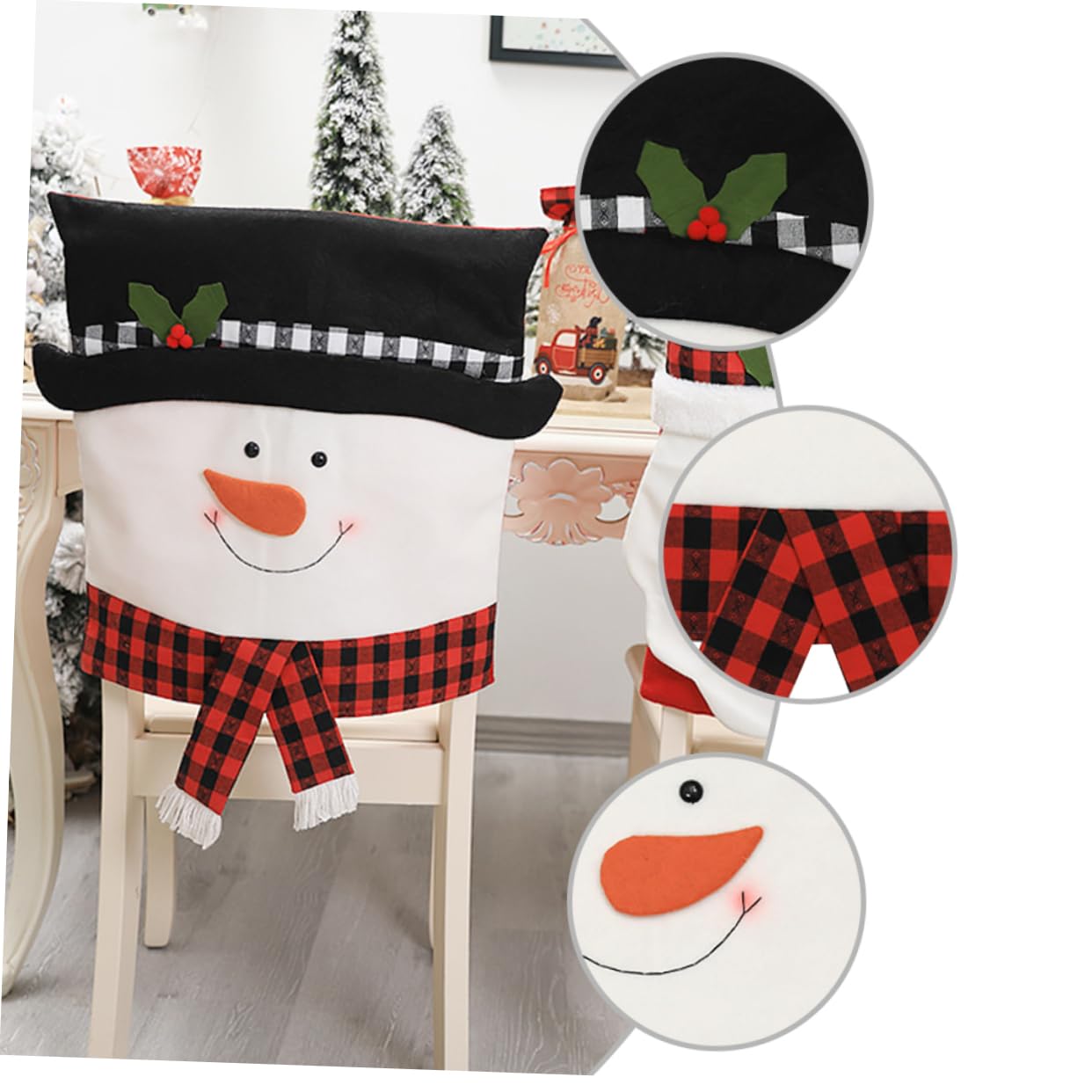 PRETYZOOM 3 Fundas Navideñas para Sillas Decoración Navideña para Respaldos De Sillas Adornos De Natividad Fundas para Sillas De Muñeco De Nieve Fundas para Sillas Navideñas Accesorios