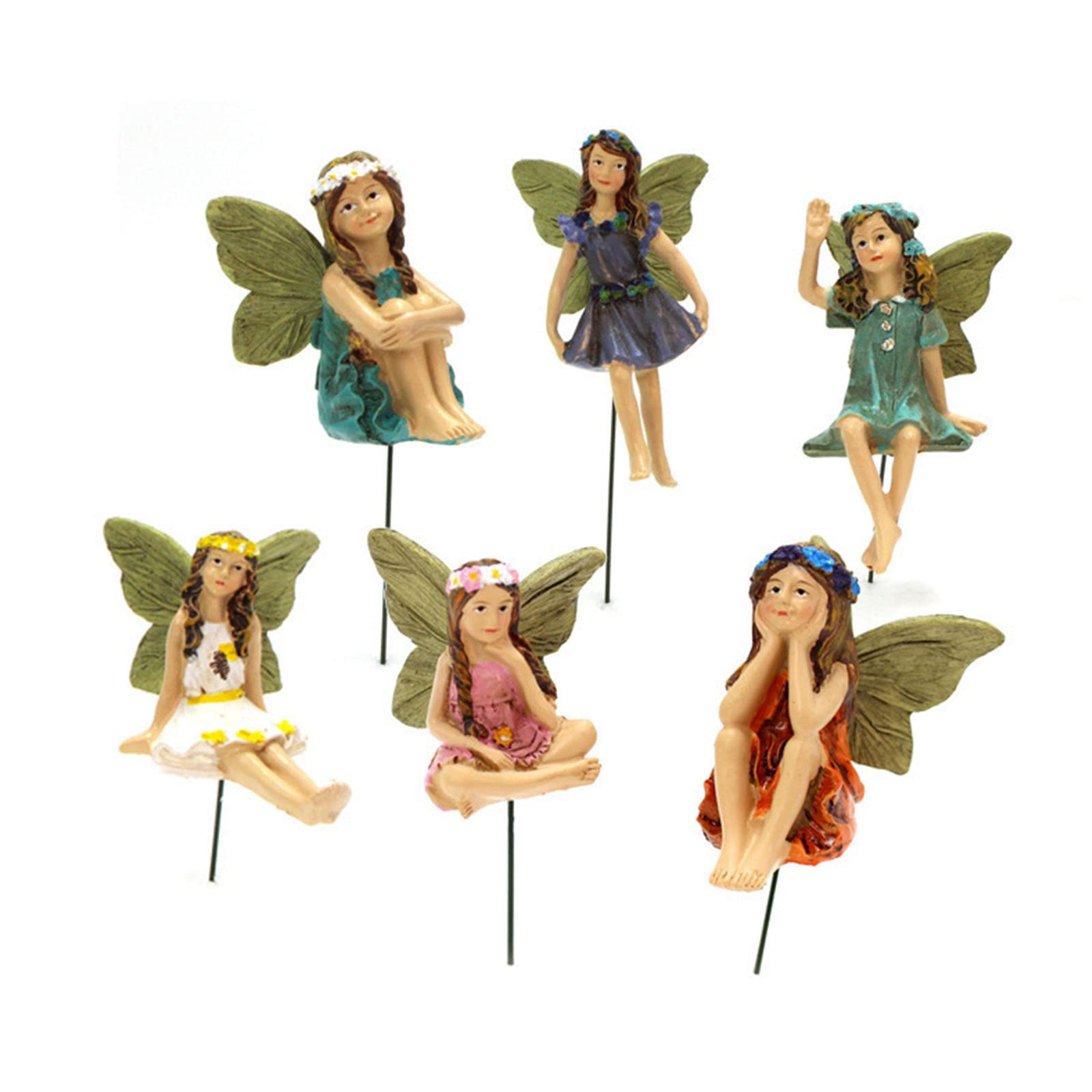 Zgehnao 6Pcs Miniature Garden Fairies Figurines Resin Statue Figure Fairy Garden Ornaments Outdoor Microlandscape Decorations