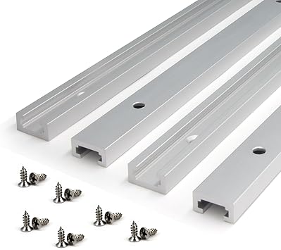 400mm T-Track Aluminum Alloy T-Slot Track Slider with Self-taping Screws for Woodworking and Clamps, 4pcs/pack Size400mm