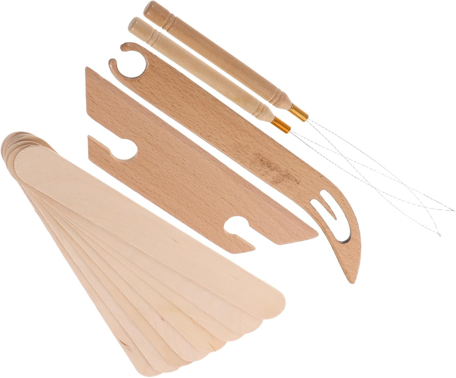 Wooden Weaving Shuttle Kit with Metal for Beginners and Professionals