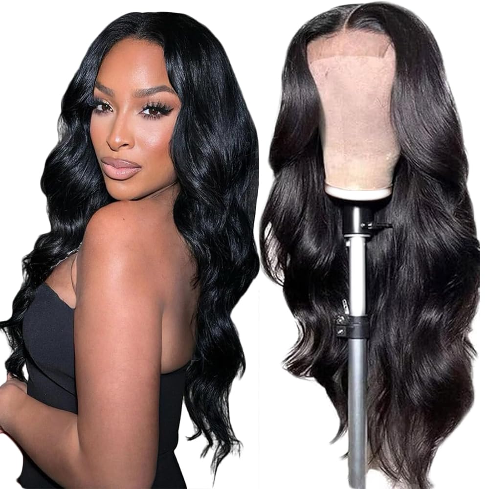 32 Inch Echthaar Perücke Body Wave 4x1 Swiss Spitze Lace Frontal Human Hair Wig Damen Perücken Unprocessed Brazilian Virgin Hair Pre Plucked With Natural Hairline 1B Natural Black