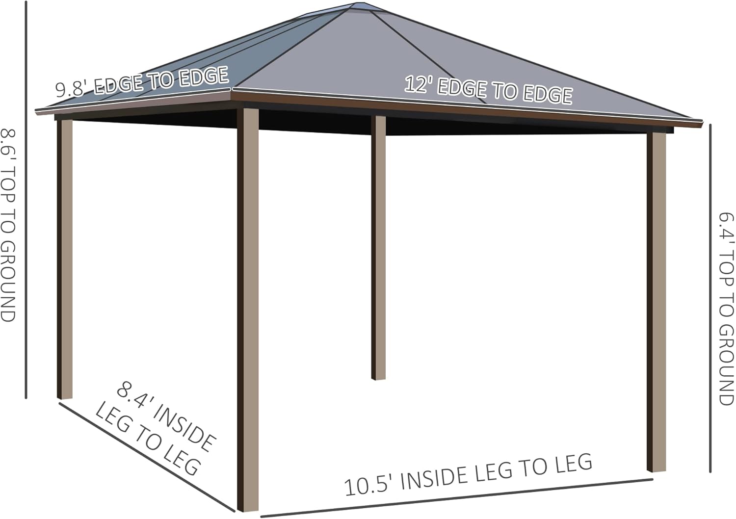 Blасk Frіdау 🔥 Outsunny 12' x 10' Hardtop Gazebo Outdoor Pergola with Steel Canopy, Aluminum Frame, Fully Enclosed Zippered Curtains & Breathable Netting Sidewalls, Brown
