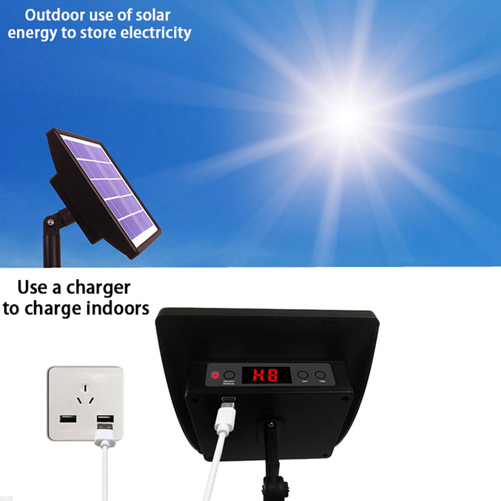 Kit de riego por goteo automático solar, de riego solar con 12 modos de sincronización, batería de 2000 mAh, soporta 10 macetas, IP67 para plantas de interior y exterior,