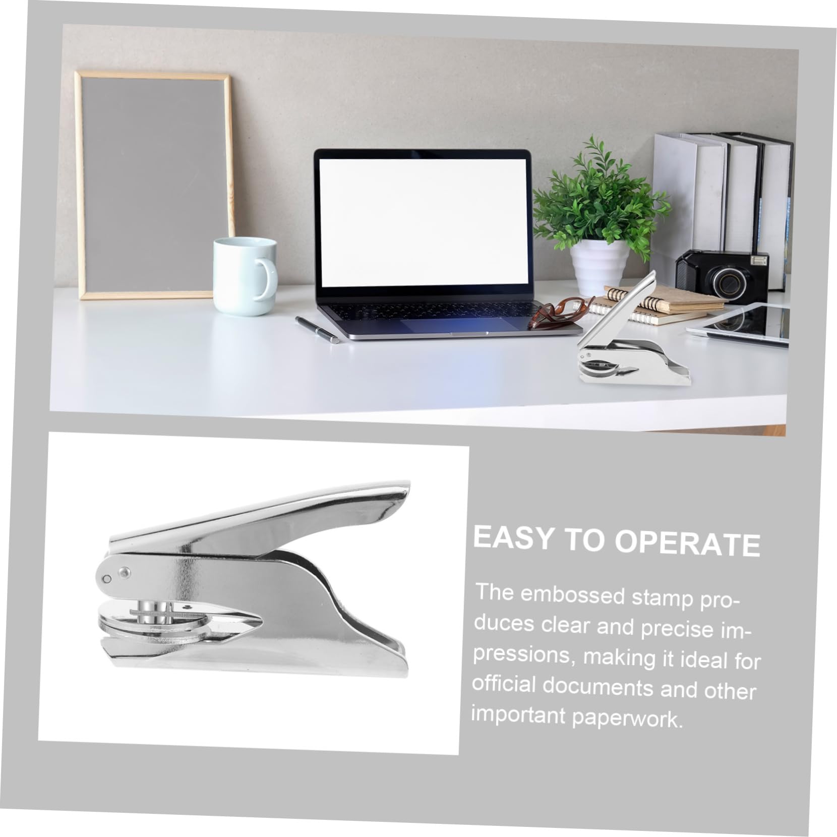 HOODANCOS Embossing Stamp Tool Hand Clamp Seal Embosser Stainless Steel Material for DIY and Office Use