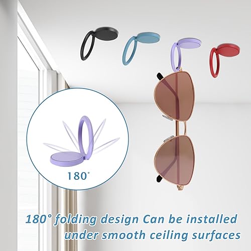 Miniatura 5 de Paquete de 8 organizadores de lentes de sol, almacenamiento redondo para lentes de sol, organizador de lentes de sol montado en la pared,