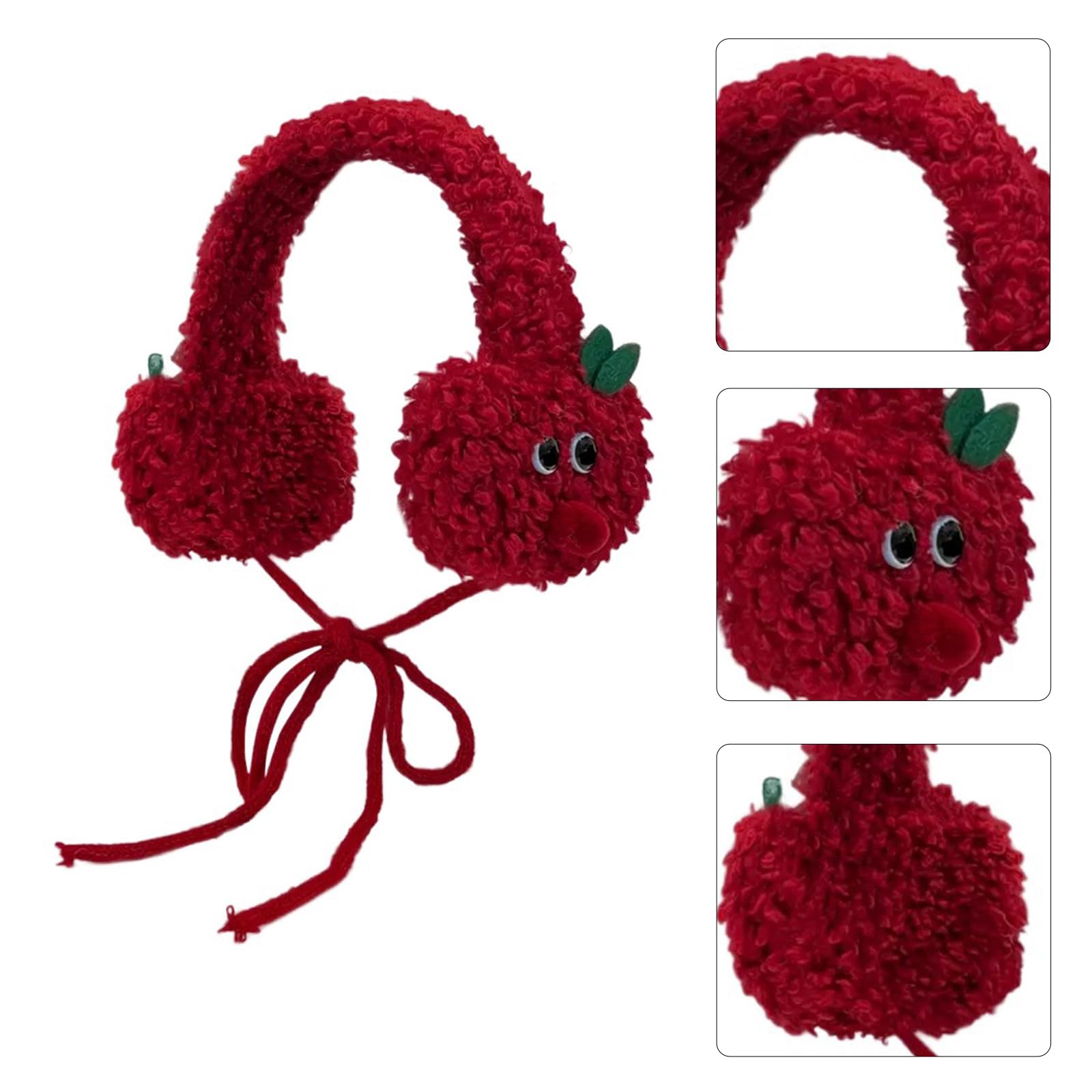 Plush Foldable Earmuffs Adjustable Knitted Ear Covers Winter Warm Ear Warmer for Cold Weather Protecting