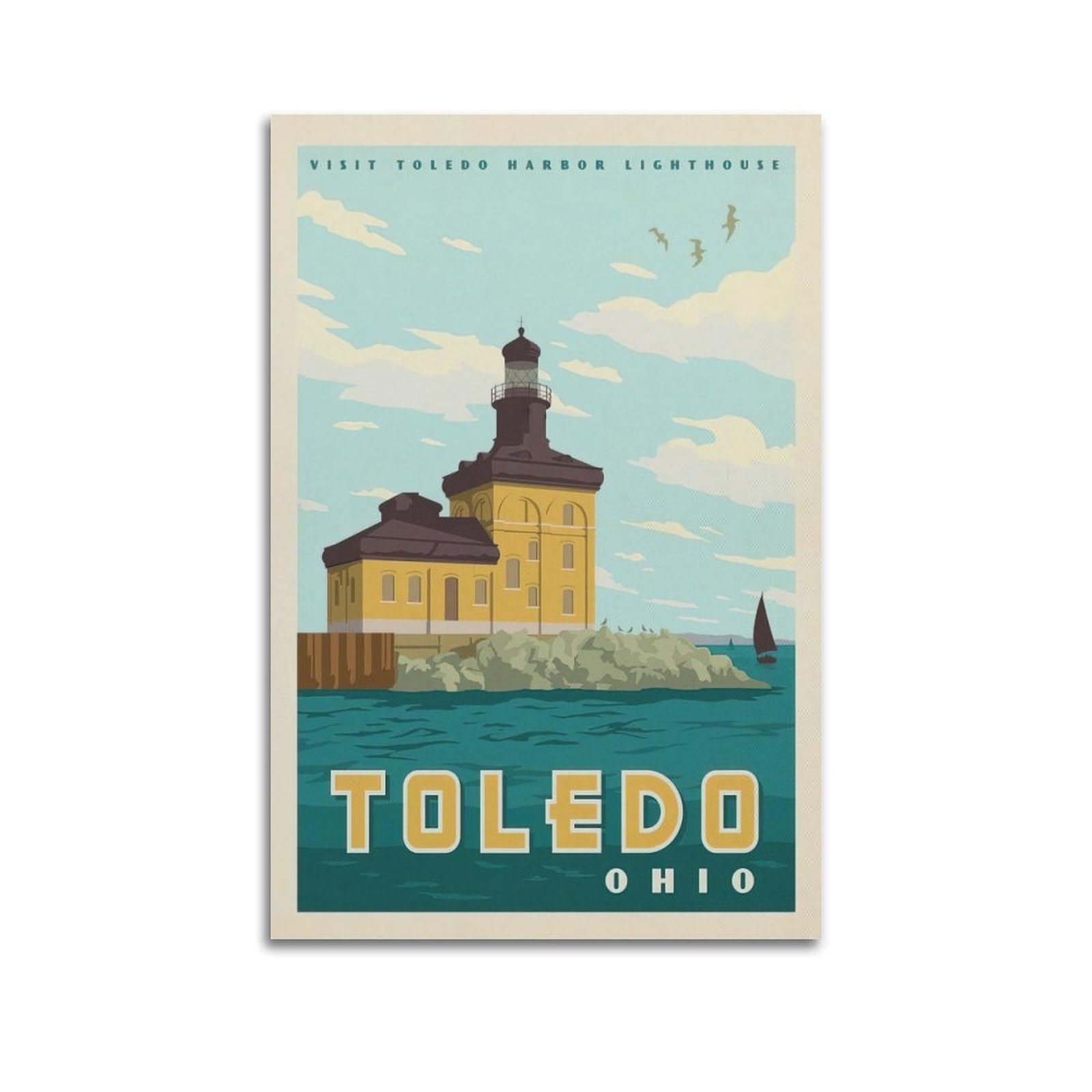 DLJGDS Vintage Travel Poster TOLEDO, OHIO Decorative Painting Canvas Wall Posters And Modern Family Bedroom Decor 08x12inch(20x30cm)