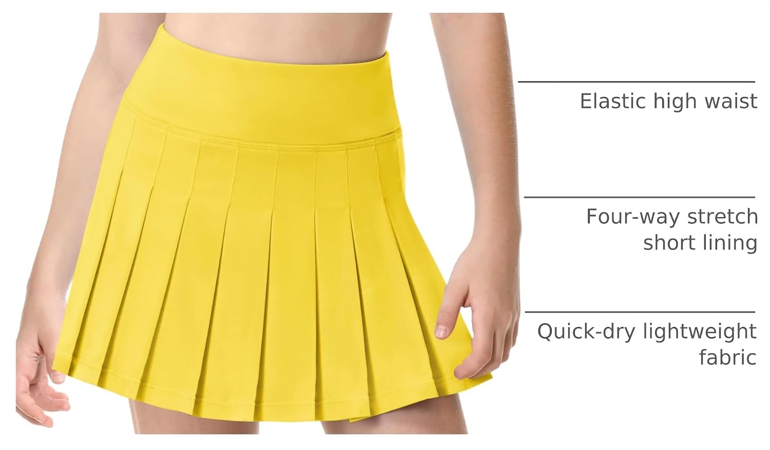 QooNoo Girls Pleated Skorts Tennis Skirts for Girls Toddler