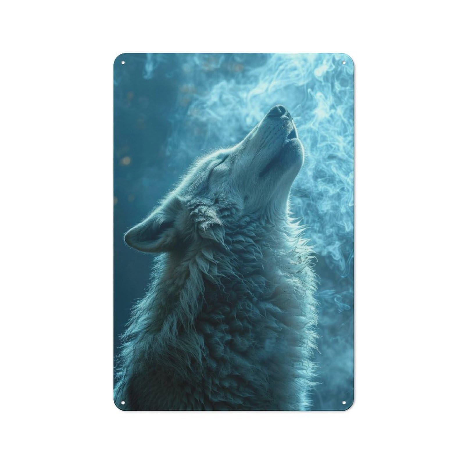 Junmoney Howling White Wolf Retro Tin Wall Plaque 30X20cm For Man Cave Or Games Room, For Games Room Collectors