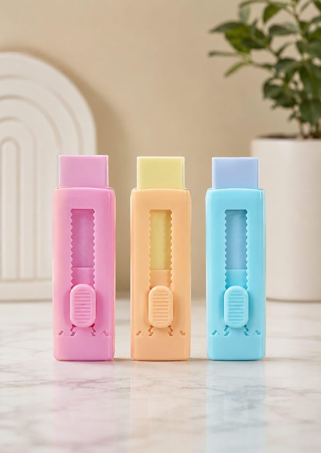 Sliding Retractable Eraser Set, Push-Pull Rubber Erasers for Kids, Students, Writing, Office, School Supplies, Pack of 3-image-36