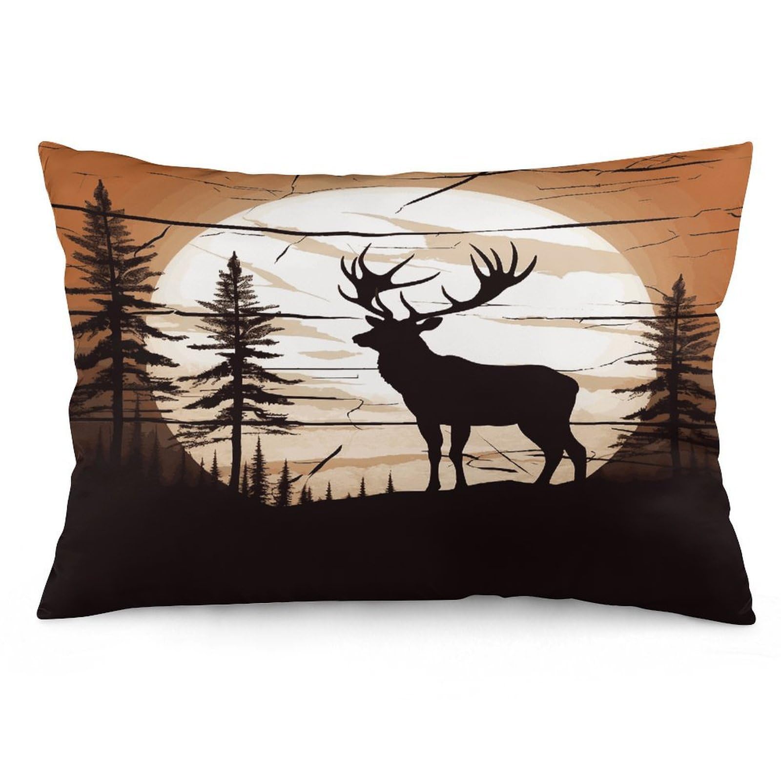 Wild Elk Silhouette Throw Pillow Covers with Silent Zipper Polyester Pillow Protectors Removable Pillow Cases Soft Pillowcase Cozy Pillow Sham Cushion Cover for Sofa Car Bed 16 "x24