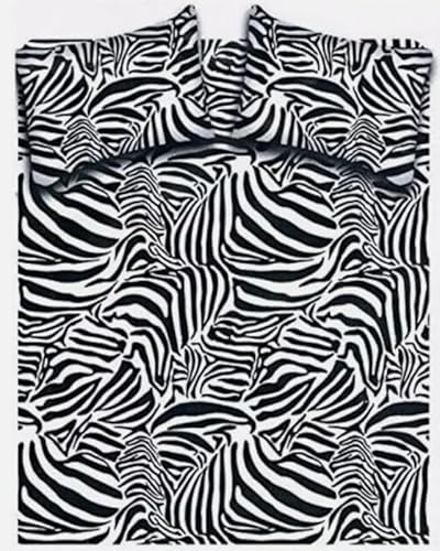 Corredocasa ® Completo Lenzuola Matrimoniale in Morbida Microfibra – Set Letto con Lenzuolo Sopra, Sotto con Angoli e Federe – Fantasia Zebrata Bianco e Nero, Resistente e Facile da Lavare