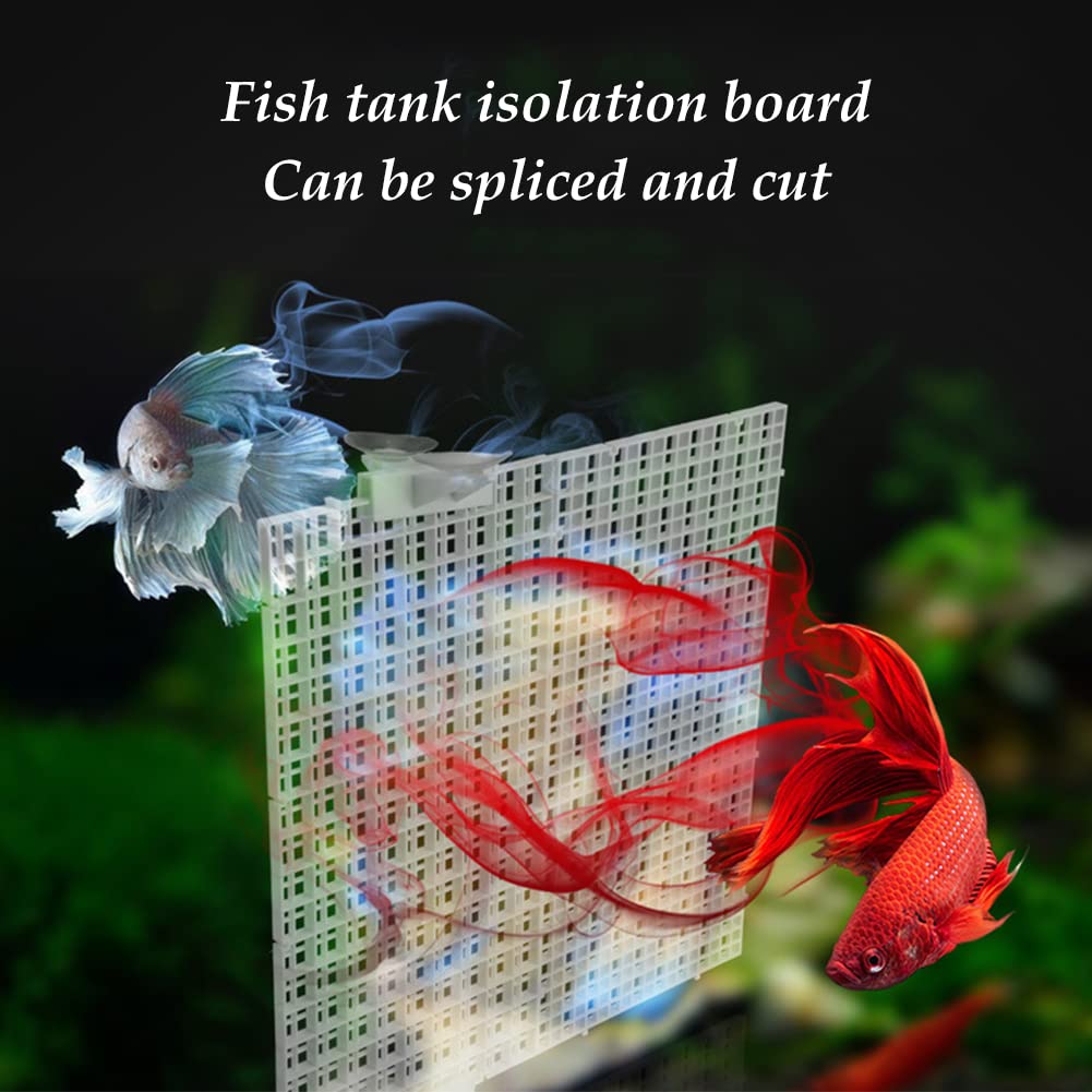 Helweet Aquarium Divider, 4-Pack with 8 Suction Cups, Plastic Grid, Fish Species Separation, 30 x 15 cm, Black, White - Image 3