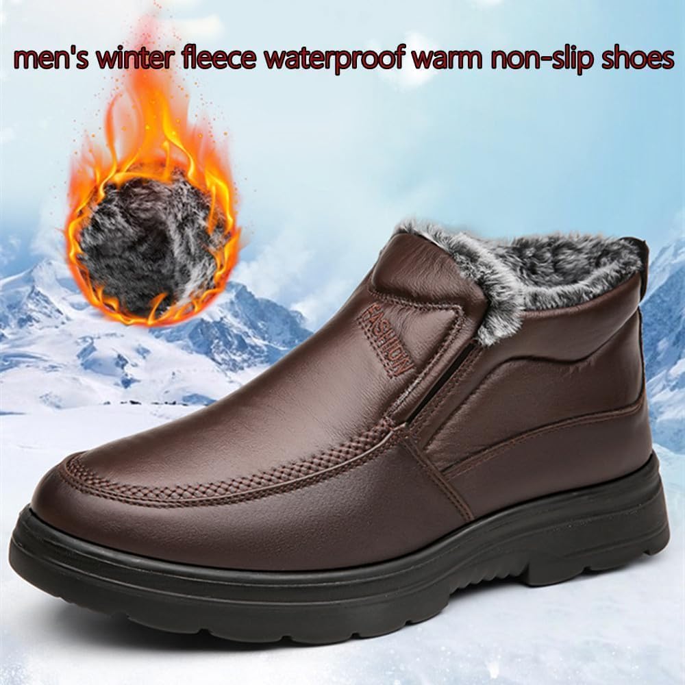 Bottes D'hiver Homme Fourrure Polaire - Imperméables, Antidérapantes, à Enfiler, Pour Neige Et Froid - 7
