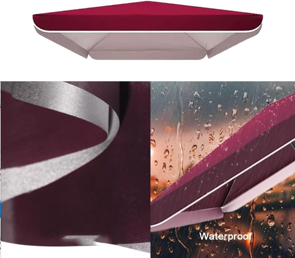 Outdoor Umbrella Replacement Canopy 6.5x6.5ft 8x8ft 10x10ft Square Parasol Umbrella Top Replacement for 4 Ribs, Sun Umbrella Replacement Cloth(Red,200x200cm(6.5x6.5ft))