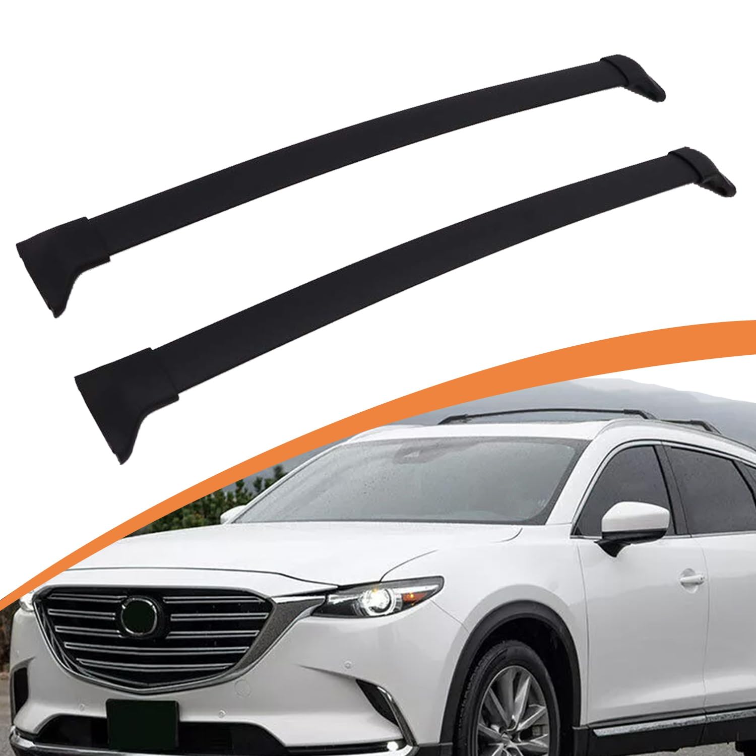 Roof Rack Cross Bars for 2016-2023 Mazda CX-9 CX9 Black Cargo Baggage Luggage Roof Rack Crossbars (Models with Factory Roof Rails)
