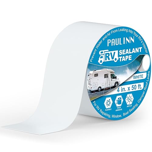Cinta selladora de techo para caravana, cinta de reparación de techos blanca natural, 4 x 50 pies, cinta de sellado de techo resistente a los rayos