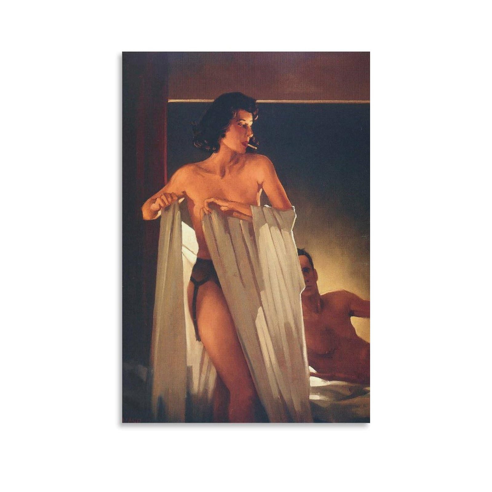 The Red Room by jack_vettriano Wall Art Prints Poster (2) Canvas Wall Art Prints Poster Photo Picture Painting Posters Room Decor 16x24inch(40x60cm)