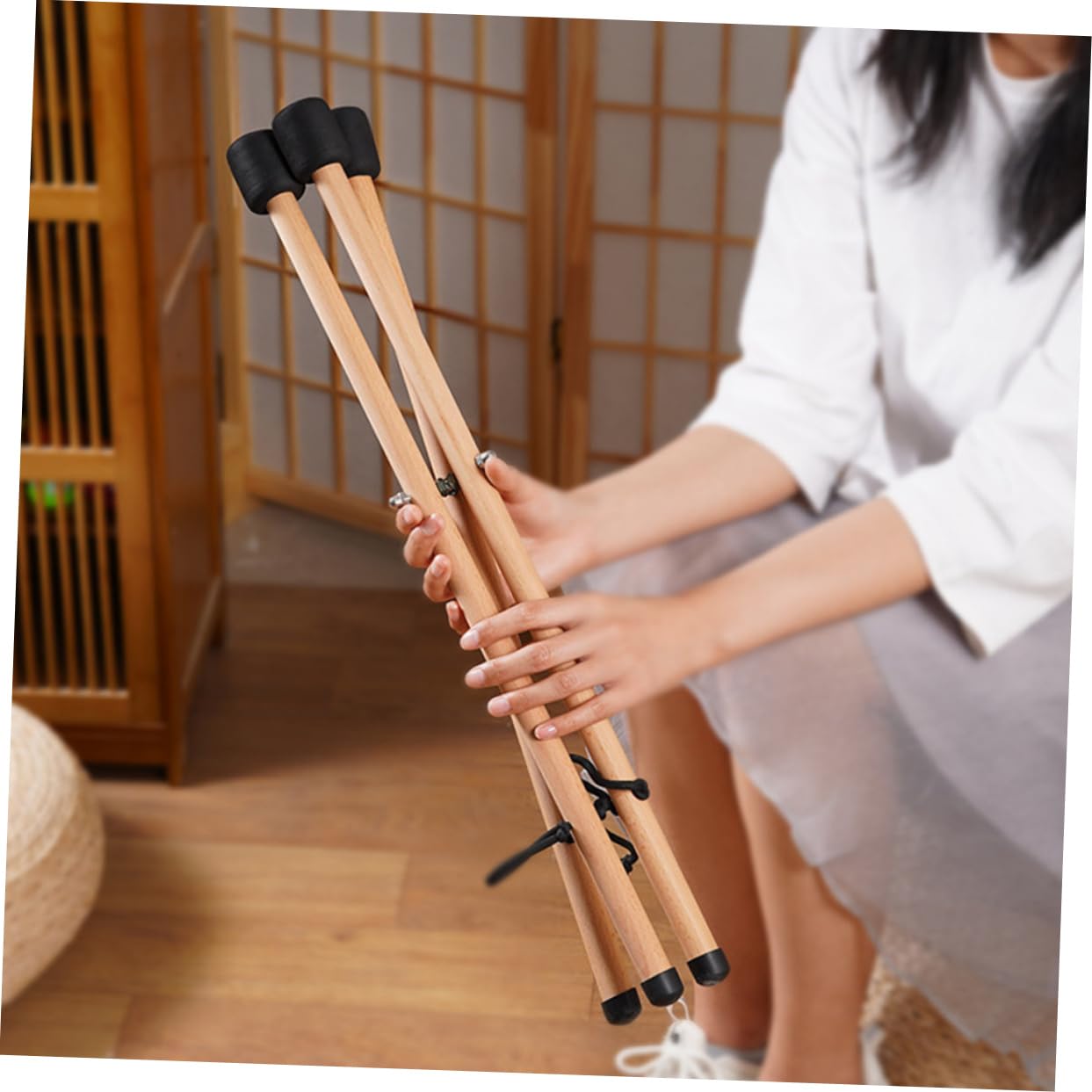 Milisten Foldable Tongue Drum Stand with Stable Tripod Design and Adjustable Rope Non-Slip Caps Hand Pan Drum Holder for Steel Tongue Display and Storage - Image 2
