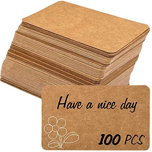100pcs 3.54"x2" Blank Kraft Paper Business Card, Words Message Notes paper Tags, Mini Craft Cardboard Festival gifts (Brown)