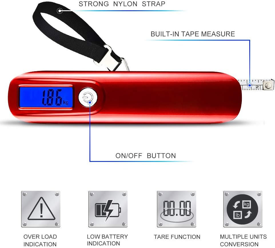 Luggage Scale ,Hochoice Hand Scales with Tape Measure for Travel Baggage Weight, Digital Hanging Luggage Scale, Backlight LCD Display, Electronic Balance Digita, Portable Scales : Clothing, Shoes & Jewelry