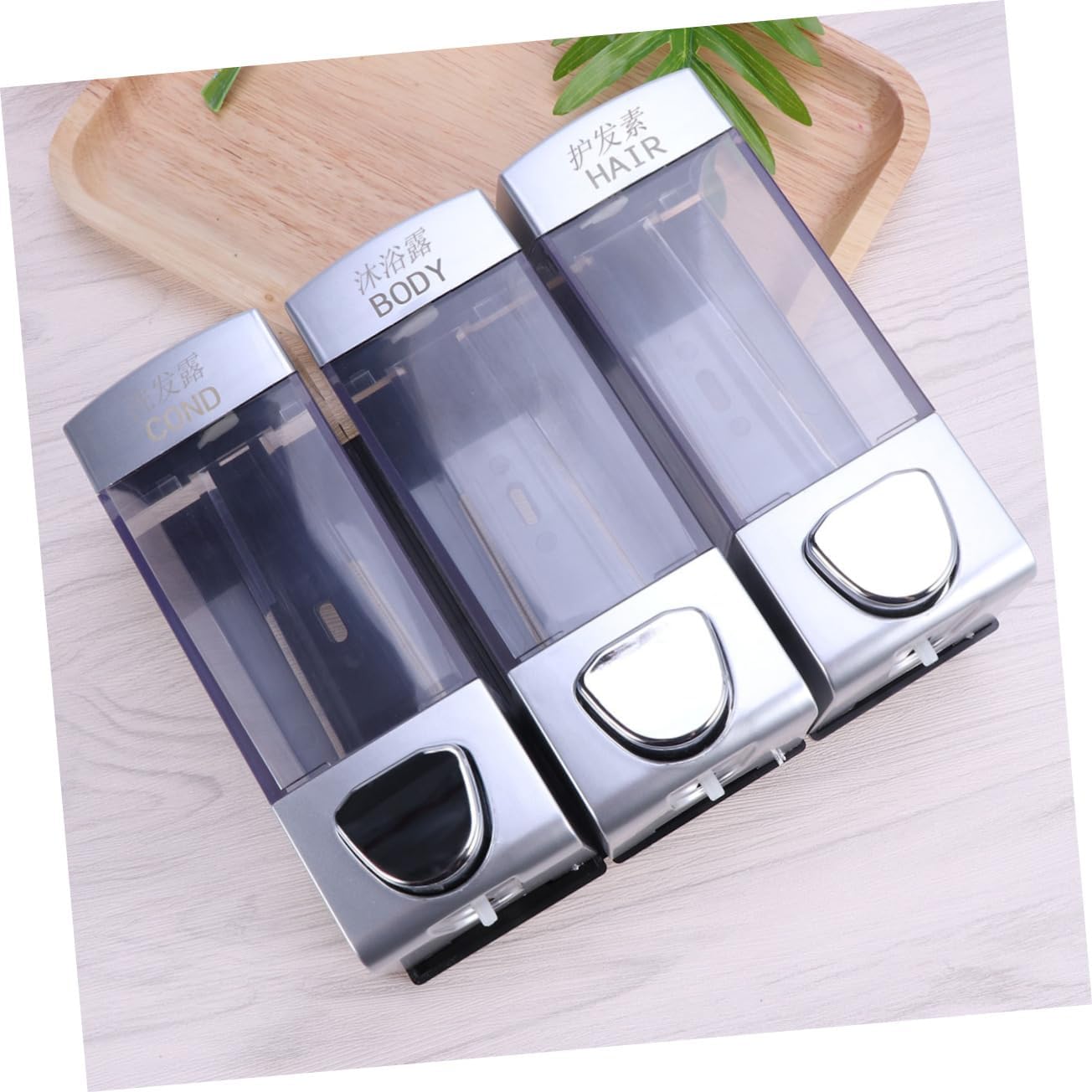 VOSAREA Wall Mounted Shampoo Dispenser with Three Outlets Soap Gel Pump for Bathroom Shower Easy to Use Liquid Gel Storage System for Shower Gel Conditioner