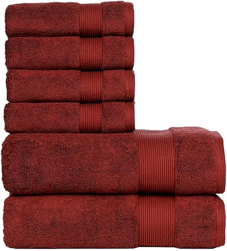 Miniatura 7 de Juego de 6 toallas de baño de lujo de chocolate extra grandes, 100% algodón suave de 700 GSM, gruesas, absorbentes, de secado rápido, toallas de
