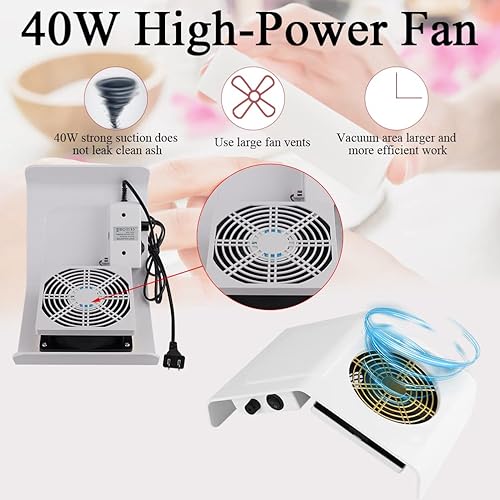 Miniatura 3 de Colector de polvo de uñas pequeño, colector de polvo de uñas para uñas acrílicas, ventilador de polvo de uñas de 40 W, limpiador de uñas para