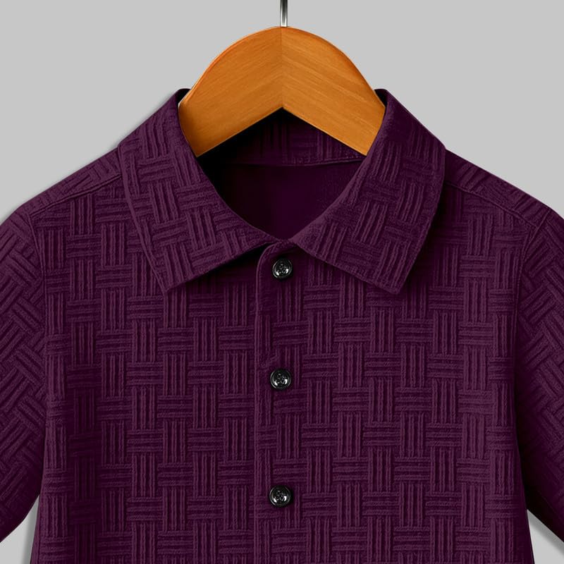 Image of Boys' Casual Cotton Blend Solid Collared Button Down Neck Half Sleeves Regular Fit Shirt