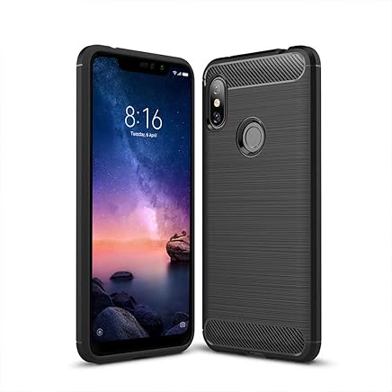 Anjoo Compatible para Funda Xiaomi Redmi Note 6 Pro, Carcasa Redmi Note 6 Pro Carbon Fibre Texture Suave y Flexible TPU Silicona Cases Parachoques Protectora para Redmi Note 6 Pro,Negro