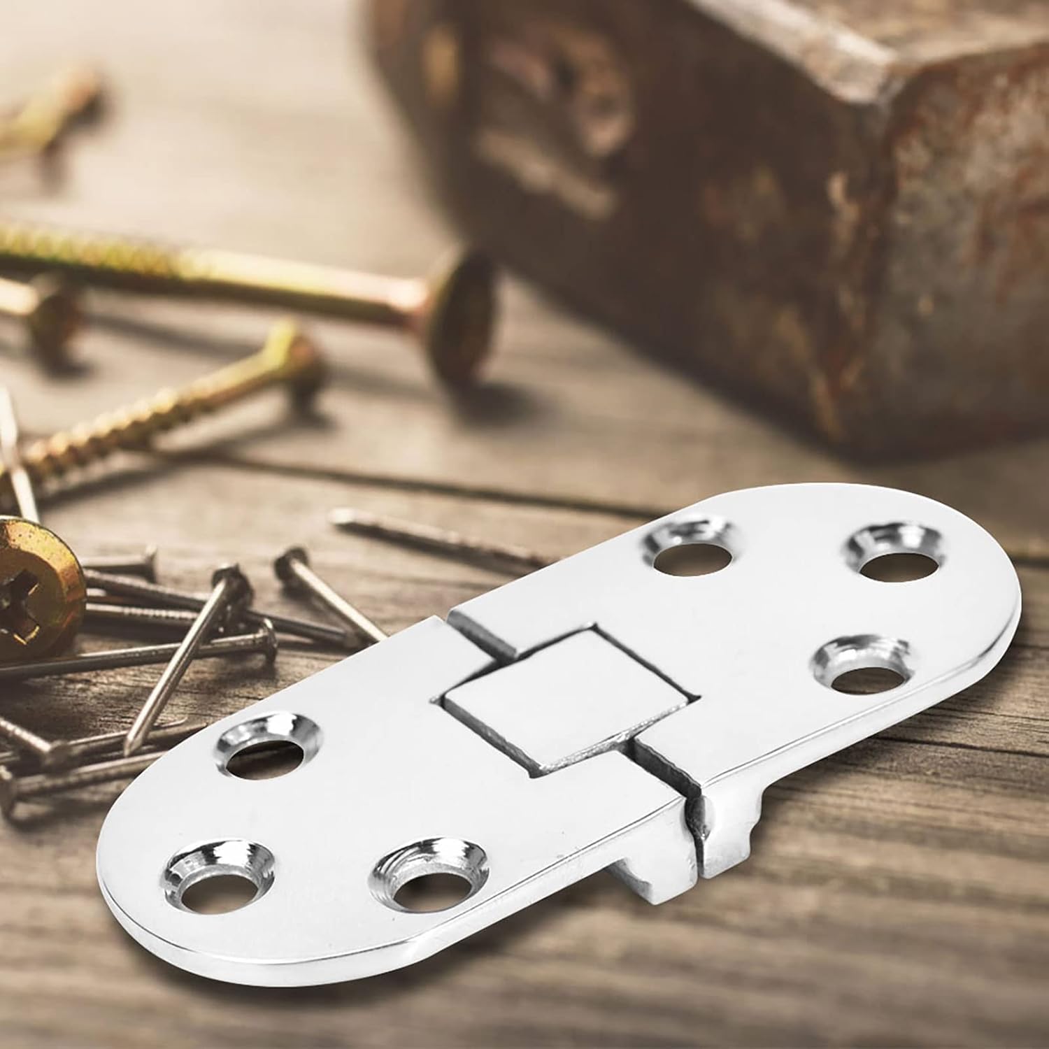 Stainless Steel Hinge Integrated Mirror Polishing Household Installing Tool, Round Folding Hardware for Folding Table, Compact Durable Replacement Part 80x30mm