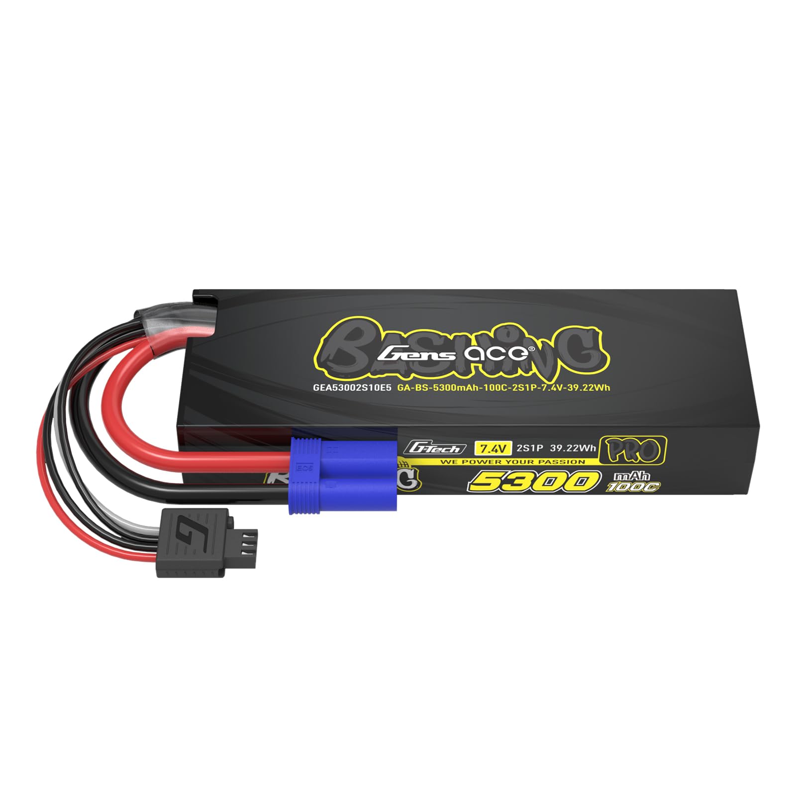Gens ace 2S LiPo Akku 7,4 V 5300 mAh 100C Hardcase mit EC5-Stecker – Batterie für 1/4 RC Motorräder