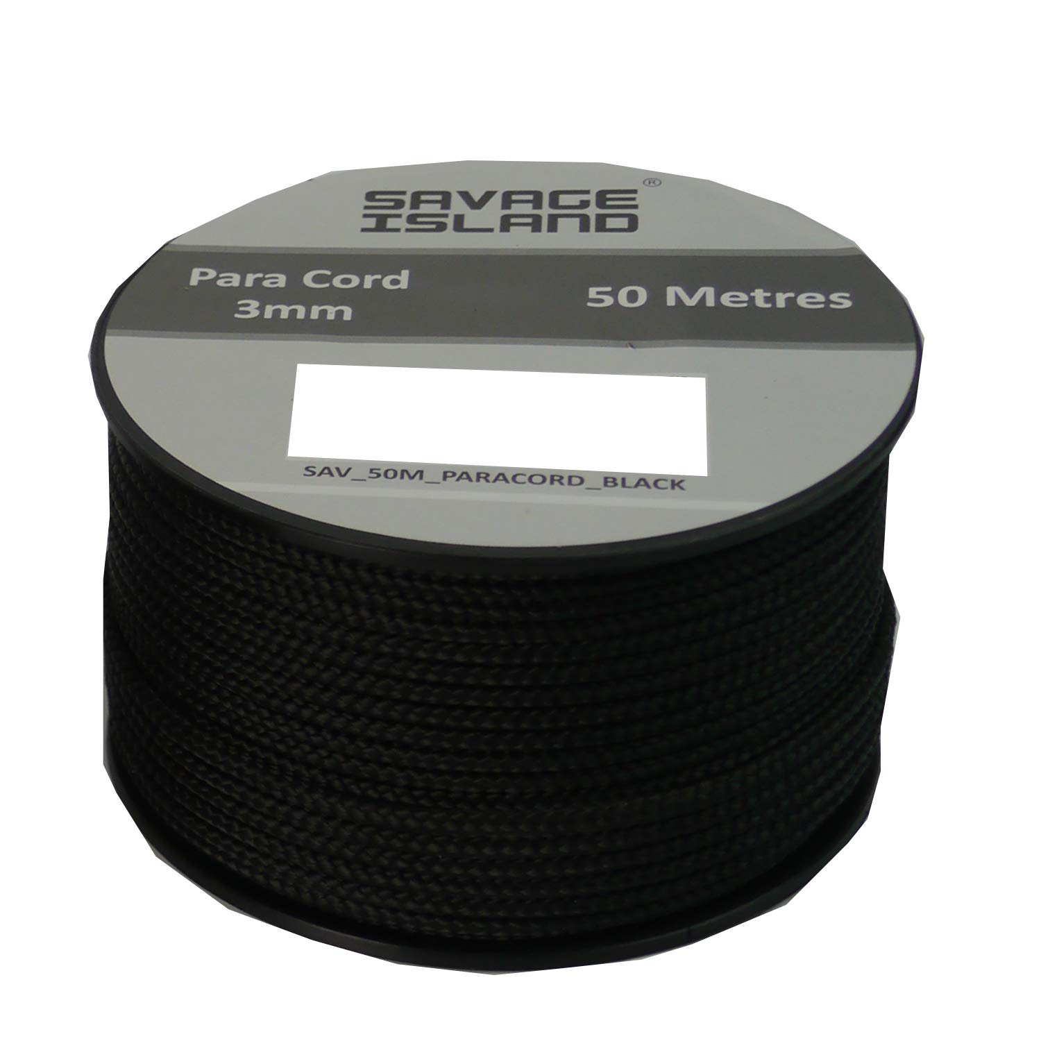Savage Island Black 50M Reel Paracord Army Camping For Tent Basha Bivi Shelter Buidling Hammock Gardening Bushcraft (Black)