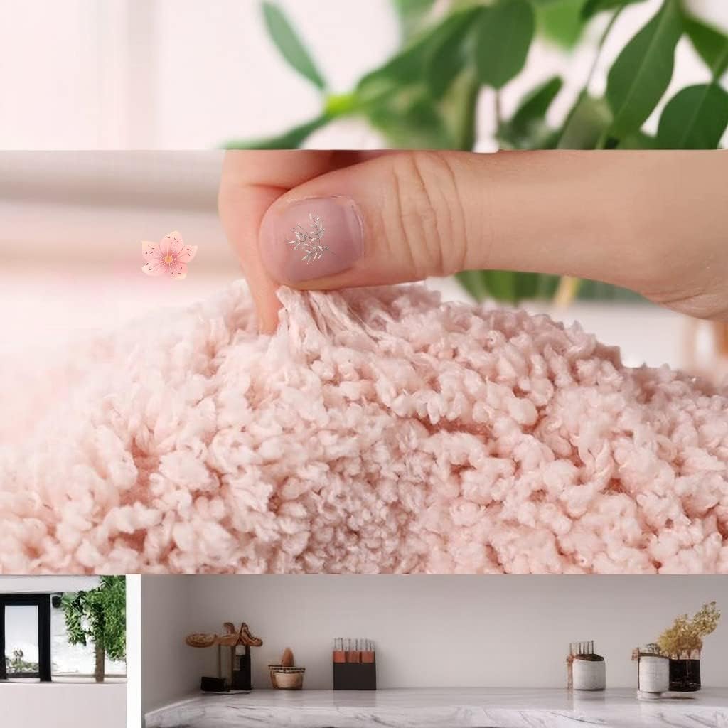 Bathroom Rug Set 2-Piece Bathroom Floor Mat Quick-Drying mat Toilet Non-Slip Carpet Mat Heart-Shaped and Rectangular Bath mat (2PCS, Pink