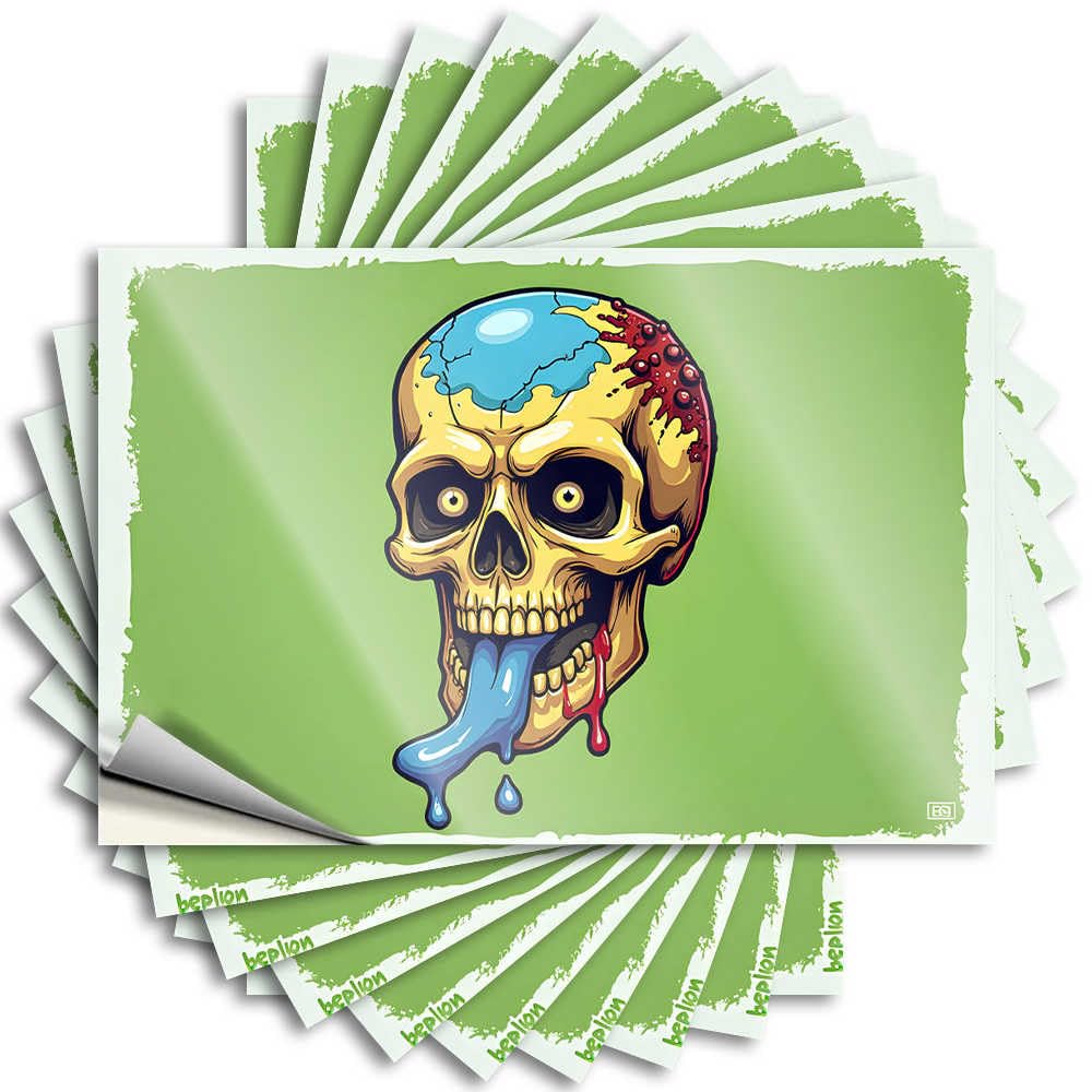 Decal Cute Funny Decor Waterproof - Zombie Skull with Blue Tongue and Blood Bumper Self Adhesive Decal for Inside Use(6X9CM)