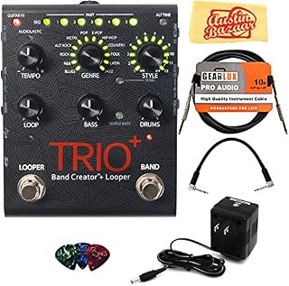 DigiTech TRIO+ Band Creator + Looper Pedal Bundle with Power Supply, Instrument Cable