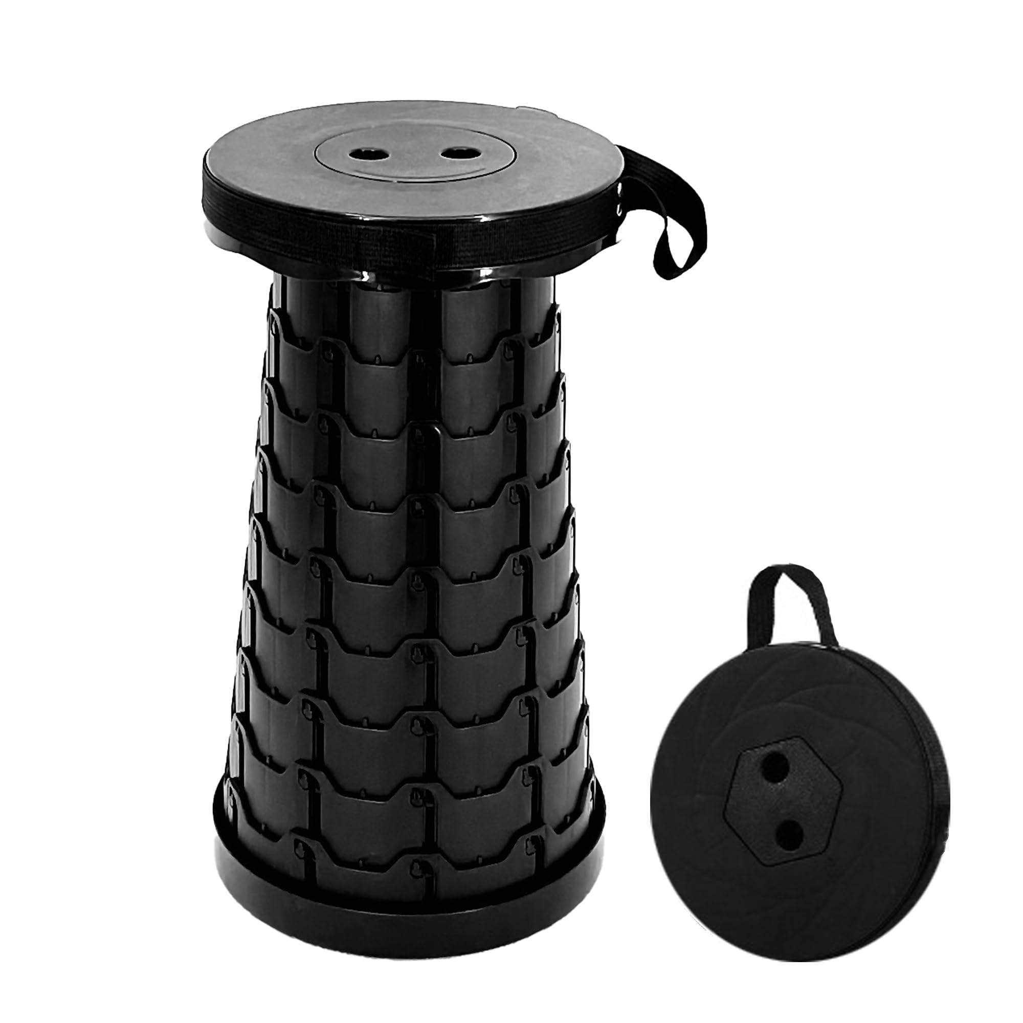 imuounl Portable Folding Stool Lightweight Yet More Sturdy，Telescopic stool with Load Capacity 180KG, Retractable Plastic Foldable Collapsible Stool for Camping, BBQ, Fishing & Hiking (Black)