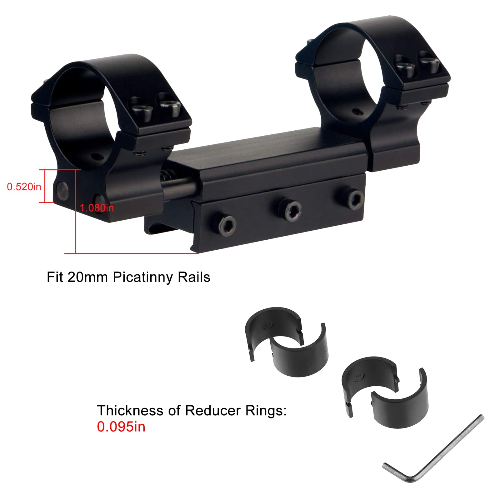 Picatinny-Montageringe Taktisch Mount-Ringe 30 mm / 25,4 mm Optische hochverstellbare Zero Recoil-Montage mit Anschlagstift