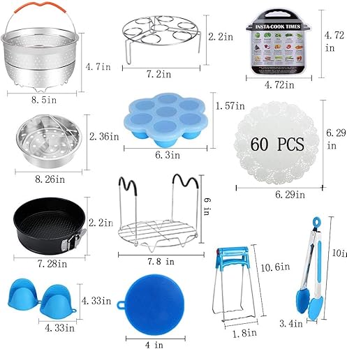 Miniatura 5 de Accesorios para Instant Pot, 73 PIEZAS Accesorios para Olla a Presión para Olla a Presión Eléctrica de 5/6/8 Qt - 2 Cestas de Vapor, Estante de