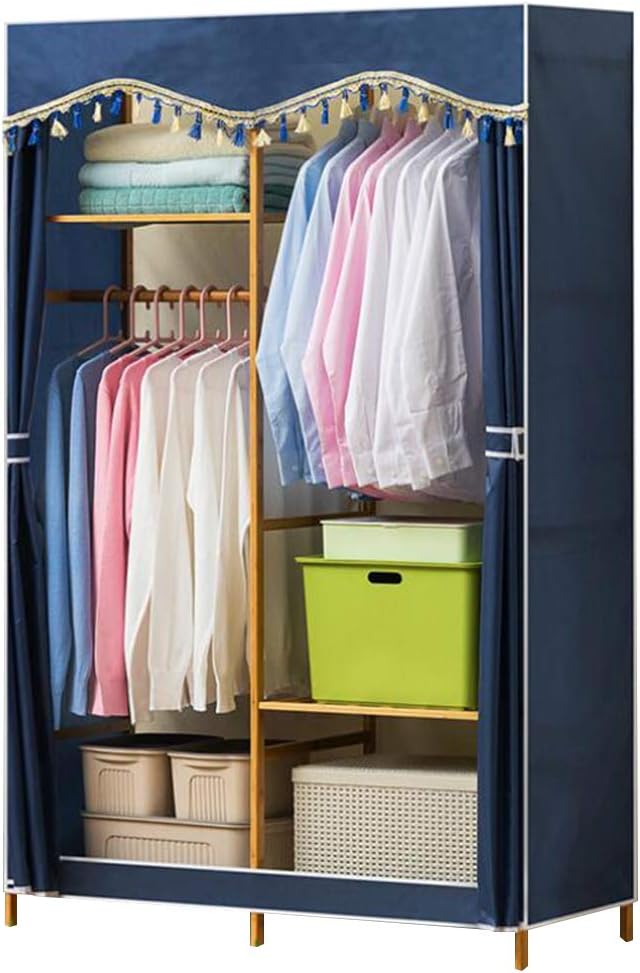 Cloth Wardrobe Clothes Closet, Portable Closet Solid Wood Frame Wardrobe Storage Closet Standing Closet Fabric Cabinet Portable Wardrobe,A_108*43 * 164cm