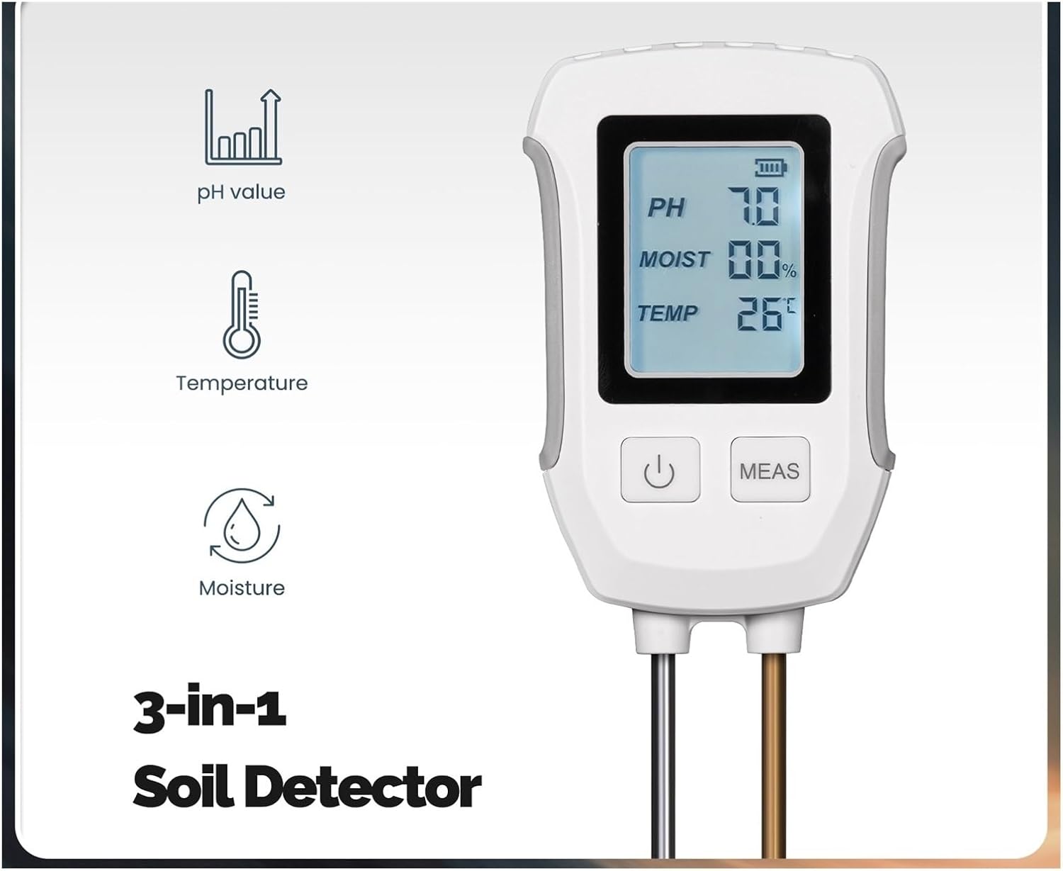 Soil Test kit 3 in 1 Soil PH Detector Tester LCD Screen Thermometer Temperature Meter Gardening Flower Potted Plantation Gardening Supplies(10pcs)