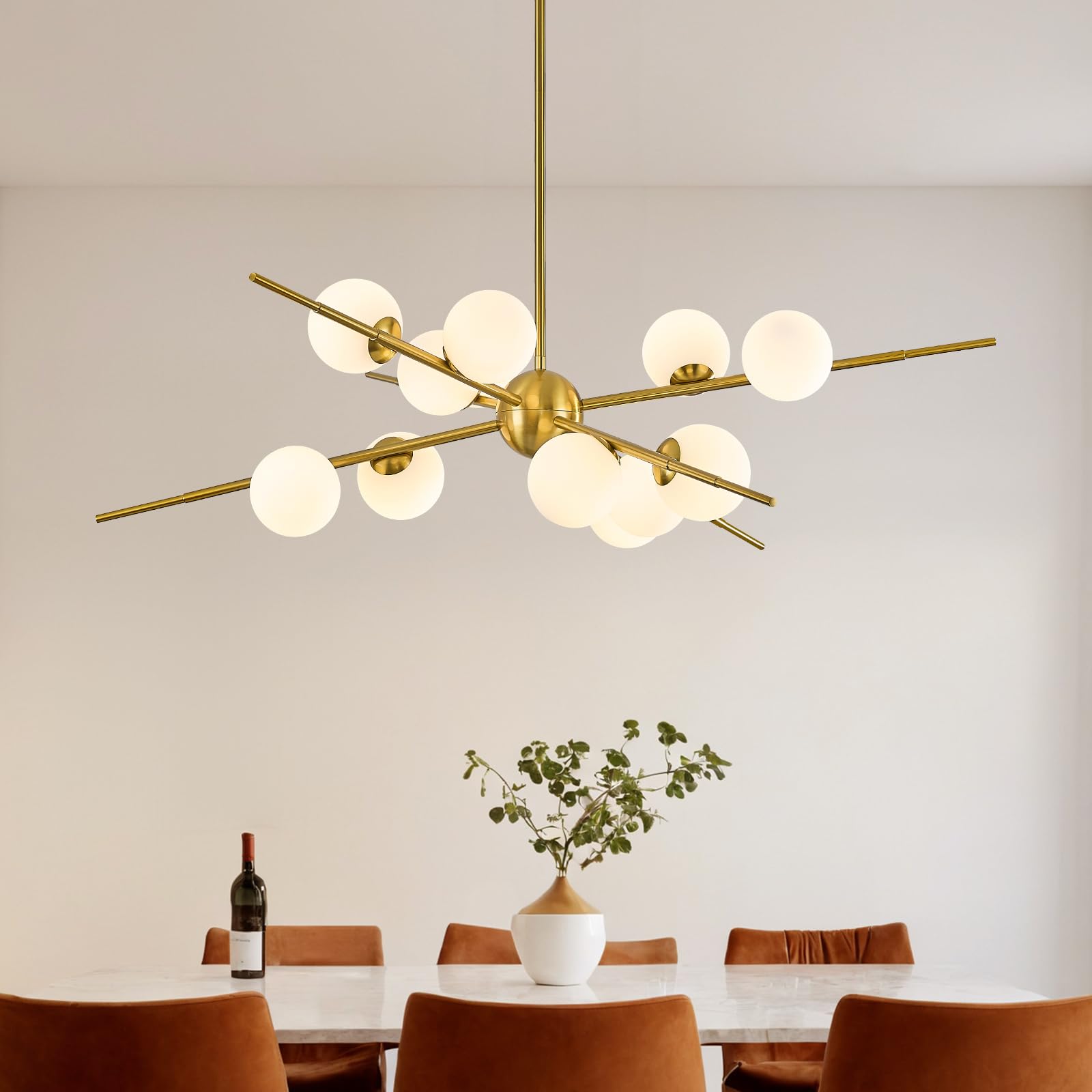 Photo 1 of **** FACTORY SEALED ****
FookChak Large Gold Sputnik Chandelier 39in 12-Light Frosted Glass Chandelier Light Fixture Mid-Century Modern Molecular Chandeliers for Living Room Dining Room Foyer Kitchen Bedroom