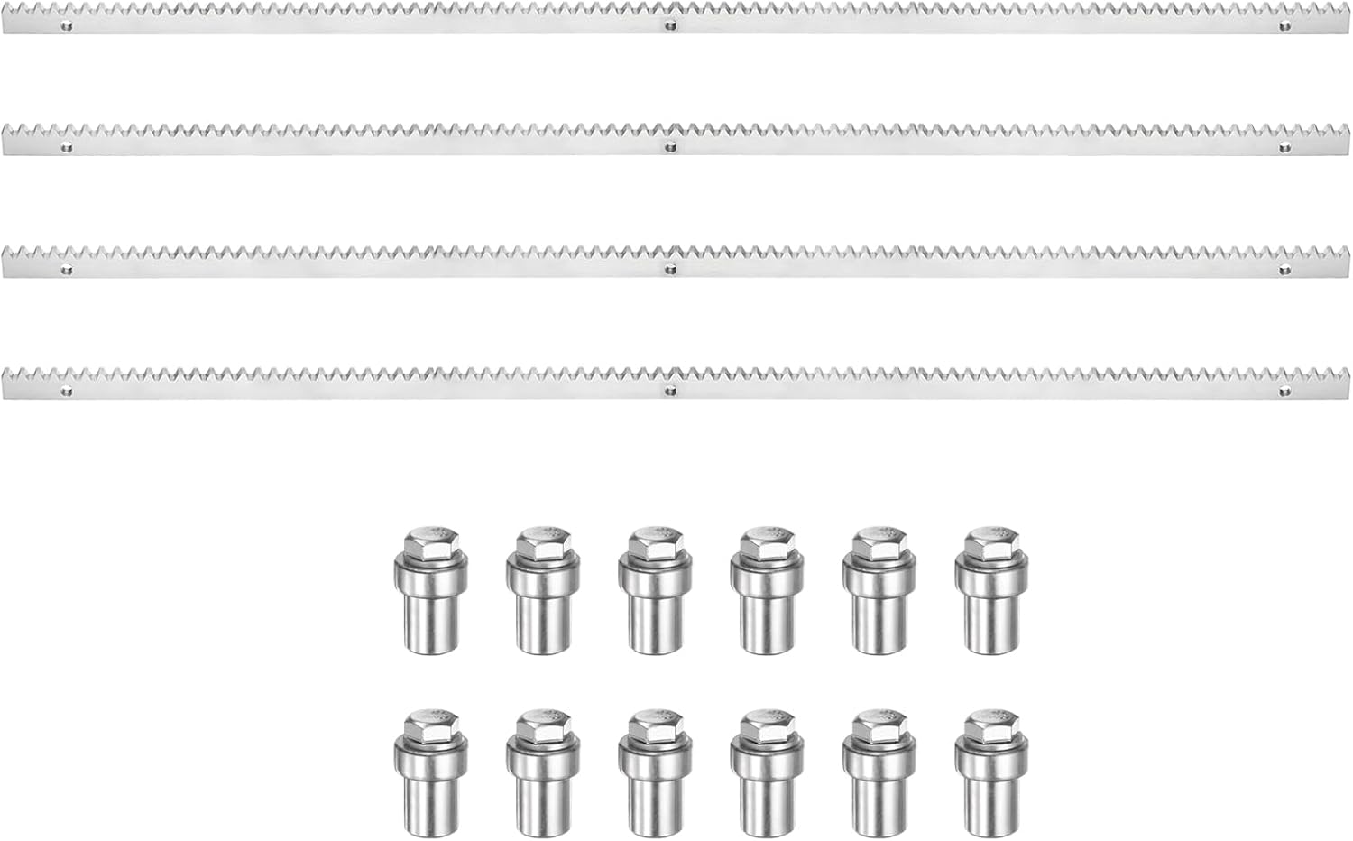uxcell Steel Gear Rack, 4 Pcs Total 13.2 ft Heavy Duty Reinforced Rack with Mounting Hardware Straight Gears for Slide Door Operators, Sliding Gate Openers