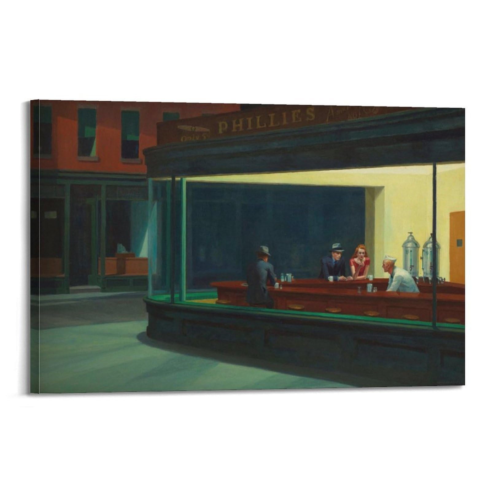 xiaoxiaoshen Edward Hopper Nighthawks American Realism, Urban City Canvas Poster Wall Art Prints Room Aesthetic Murals Bedroom And Living Decorations 20x30inch(50x75cm)