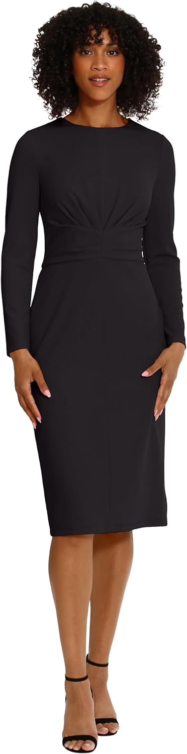Maggy London Women's Dresses Wide Waistband and Tuck Details Office Career Workwear Event Occasion Guest of
