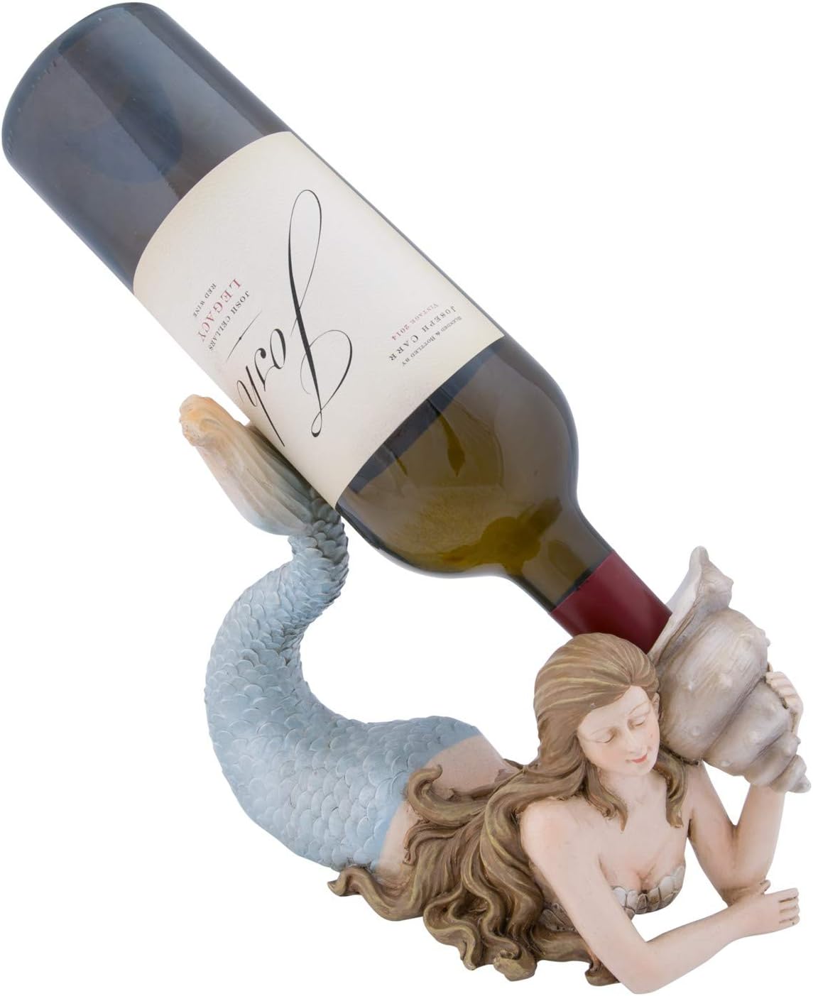 Beachcombers Mermaid Tropical Coastal Nautical Beach House Tabletop Rack Figure Accessories Collectible Wine Bottle Holder Blue