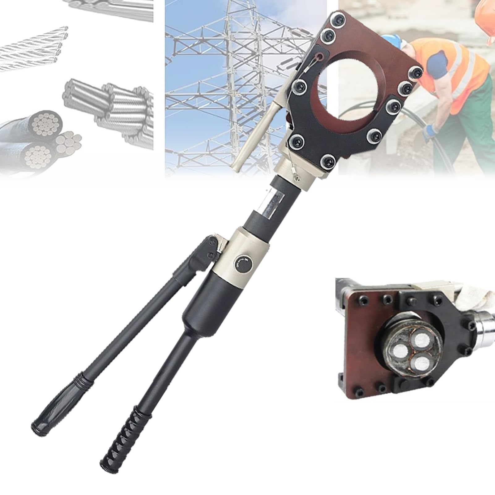 Tagliacavi Idraulico Pinza Crimpatrice Idraulica φ50 Mm/75 Mm/85 Mm/95 Mm, Adatto per Cu, Alluminio E Cavo Telefonico