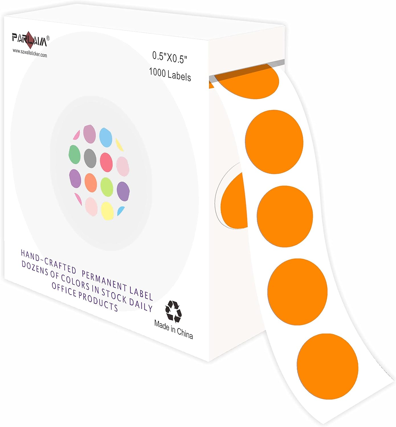 PARLAIM 1000PCS 1/2 Inch Round Permanent Color-Code Dot Stickers,Circle Colorful Coding Label Sticker for Home Office Classroom(Orange) : Office Products