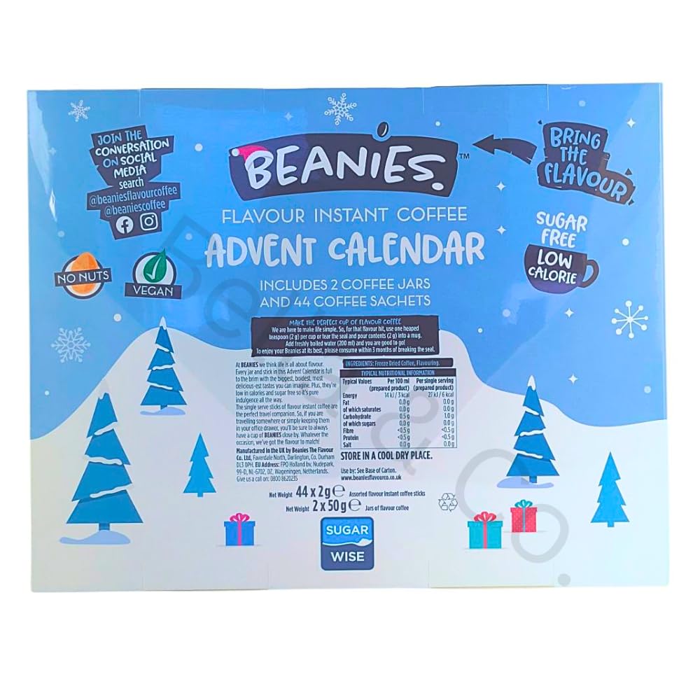 Beanies Coffee Calendario de Adviento de Navidad 2023 | Juego de regalo de café saborizado de 24 días | Regalos de café de Navidad para hombres y mujeres | Decoraciones de árbol de Navidad | Regalos